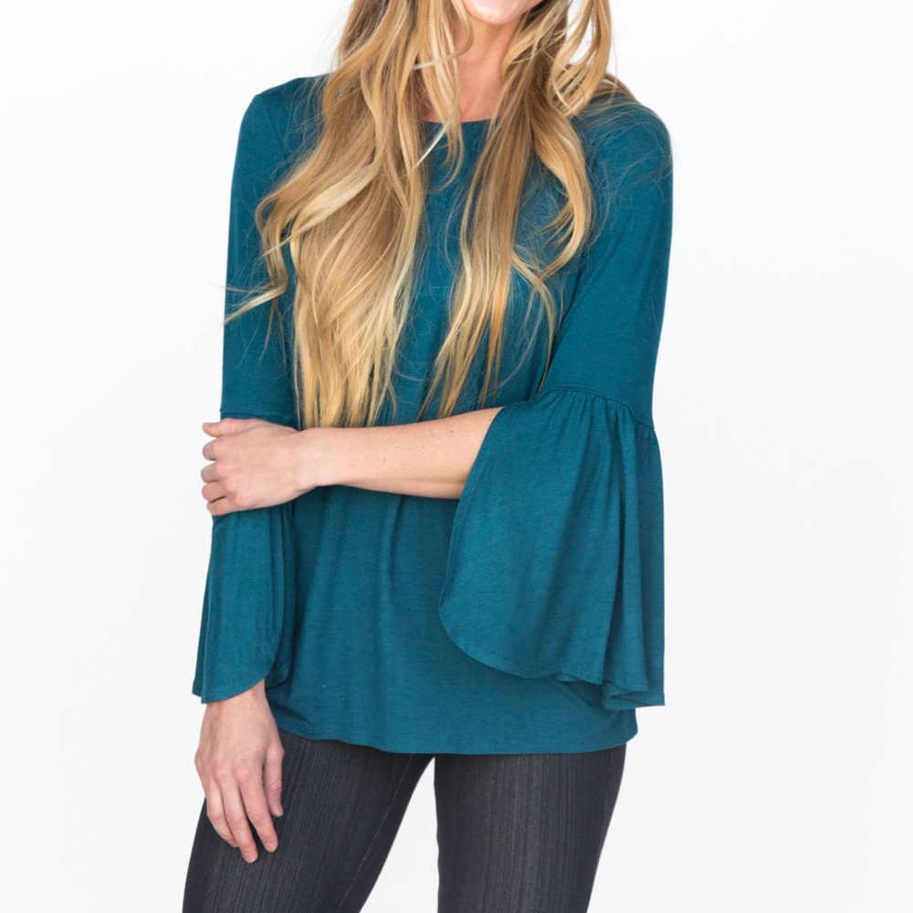 Bell sleeve tunic teal